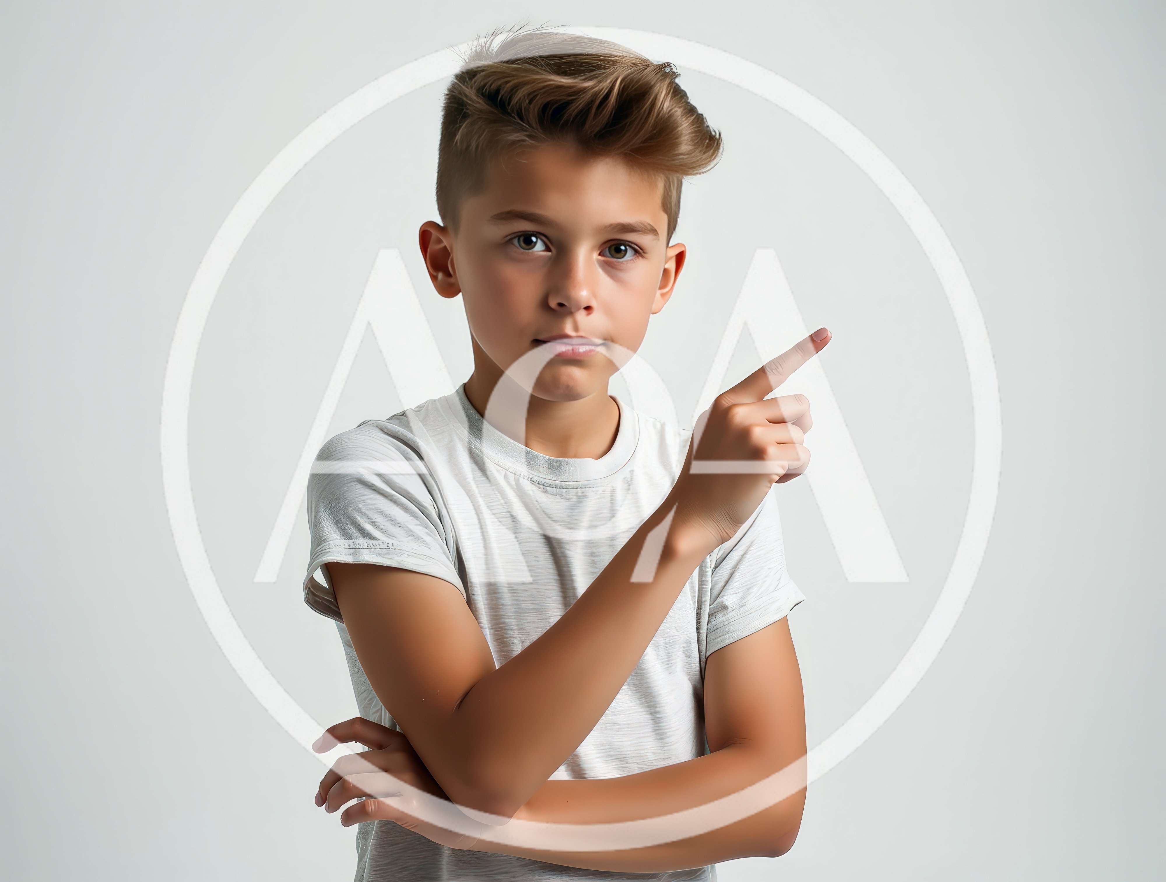 Young Boy Pointing To The Side