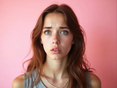 Portrait Of A Young Woman With A Concerned Expression