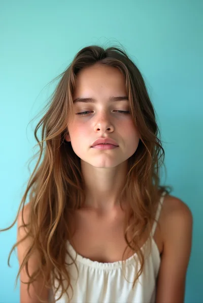 Portrait Of A Young Woman With Closed Eyes