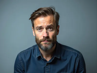 Portrait Of A Serious Man With A Beard