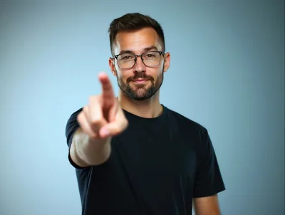 Man Pointing Finger Directly At Camera