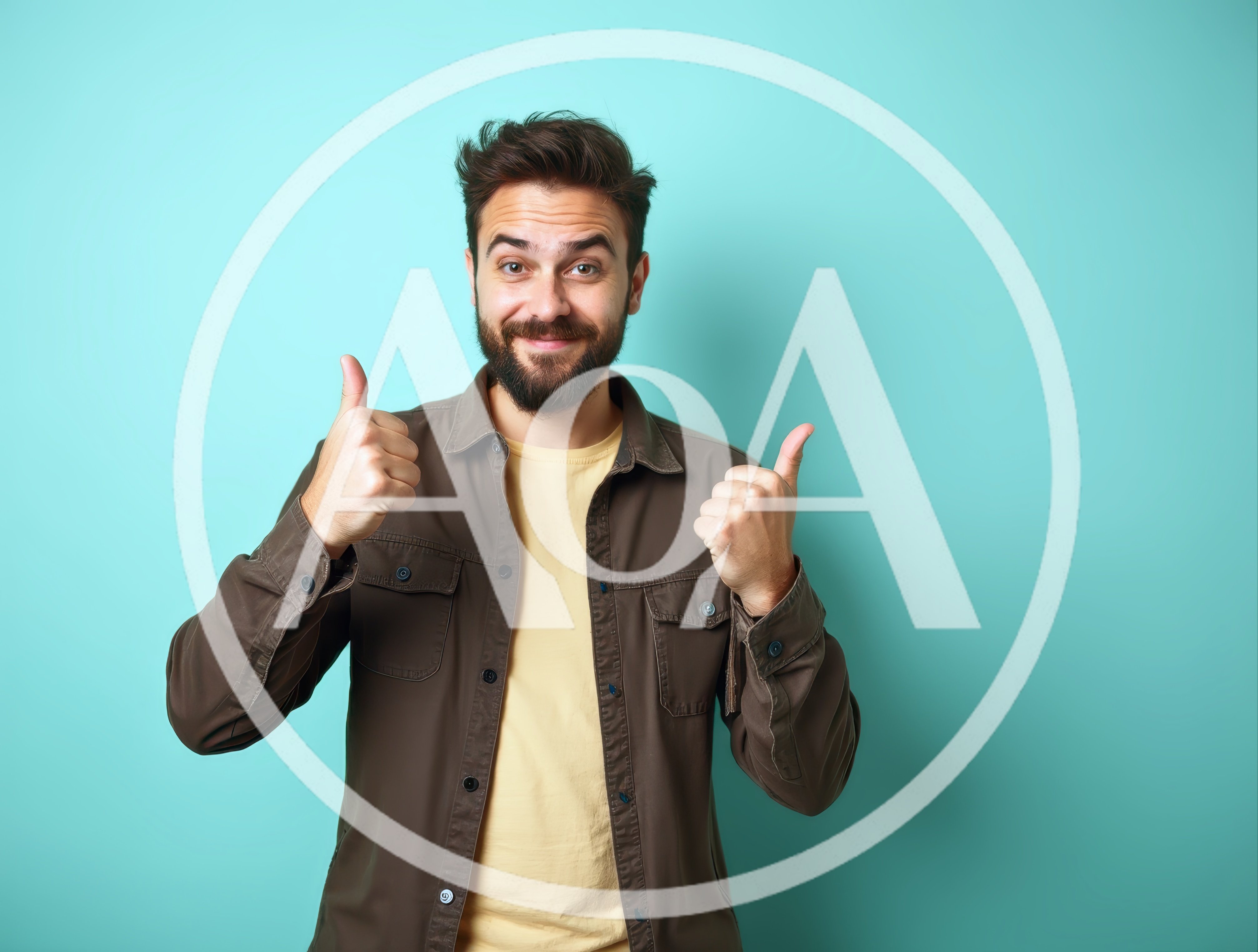Young Man Giving Double Thumbs Up Gesture