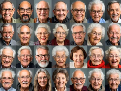 Collage of Diverse Senior Citizens Smiling