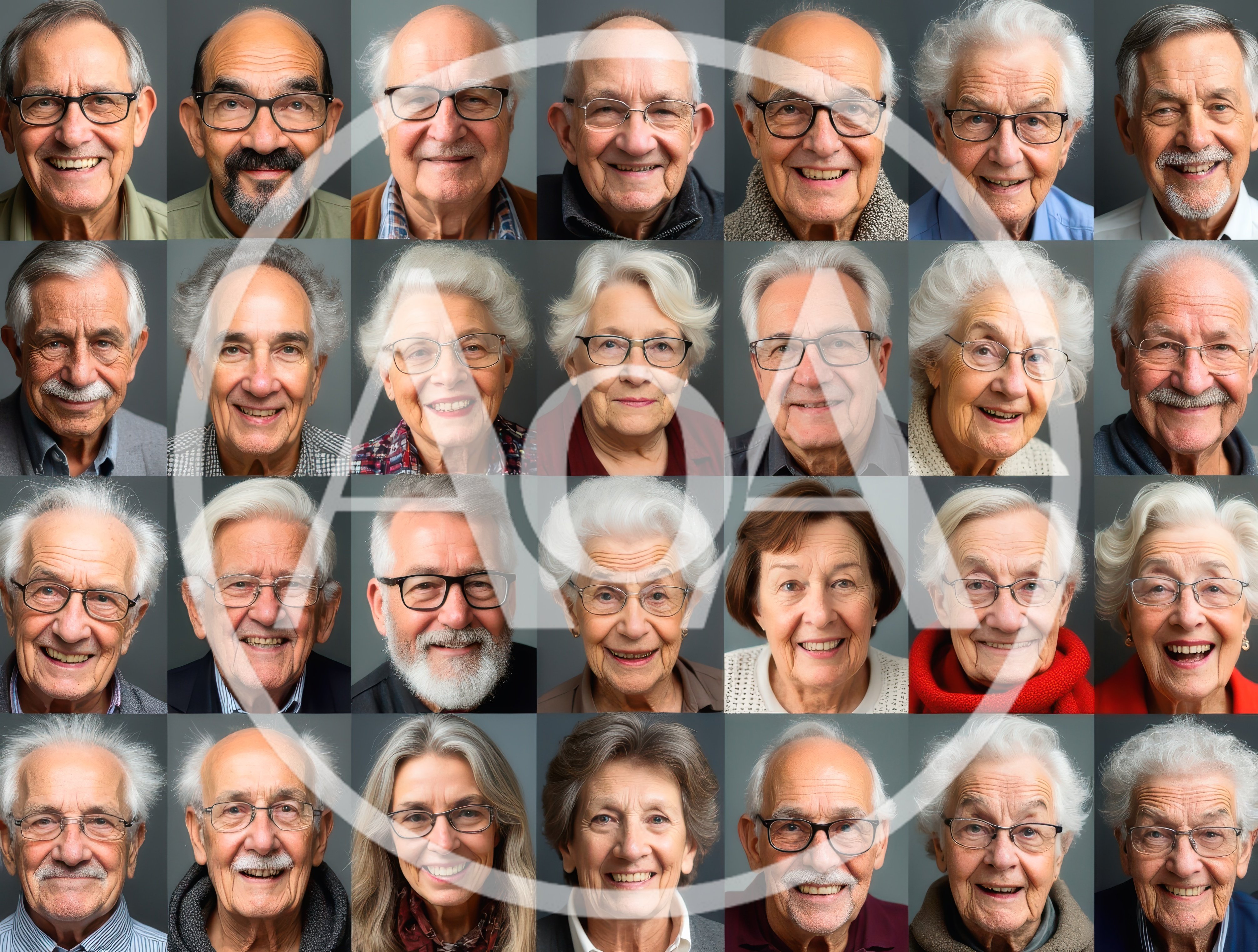 Collage of Diverse Senior Citizens Smiling