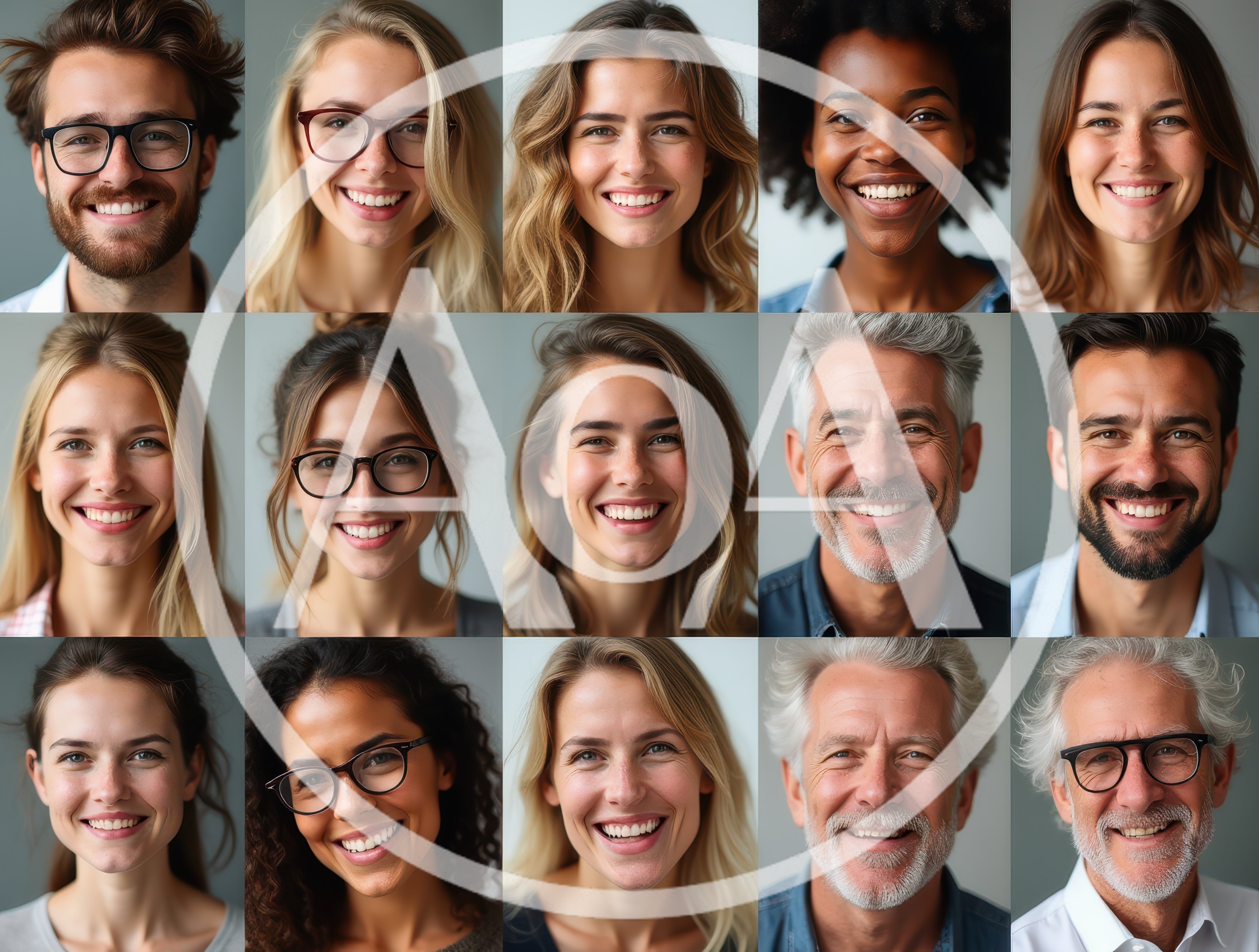 Diverse Group Of Smiling People Portraits