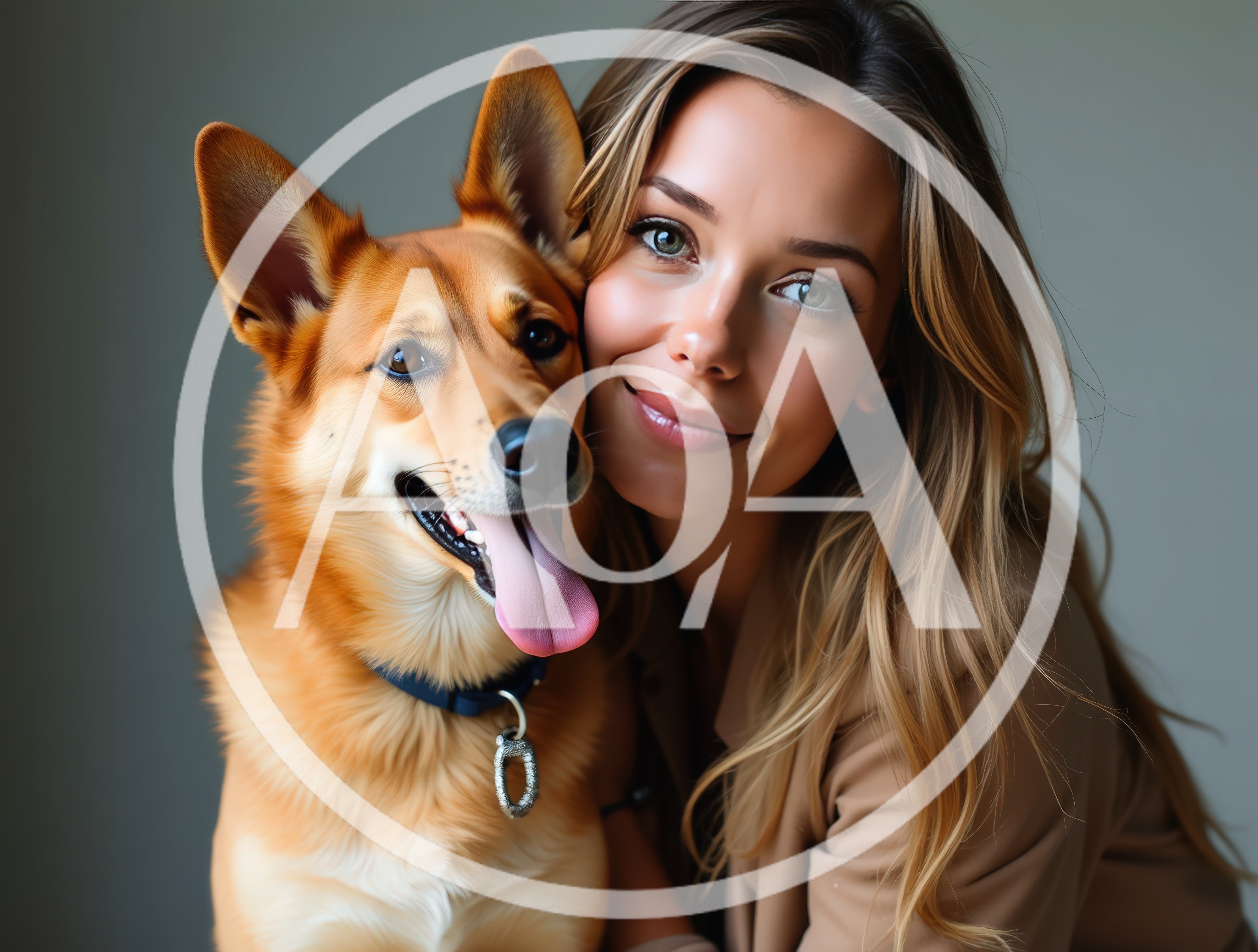 Young Woman Posing With Her Happy Pet Dog