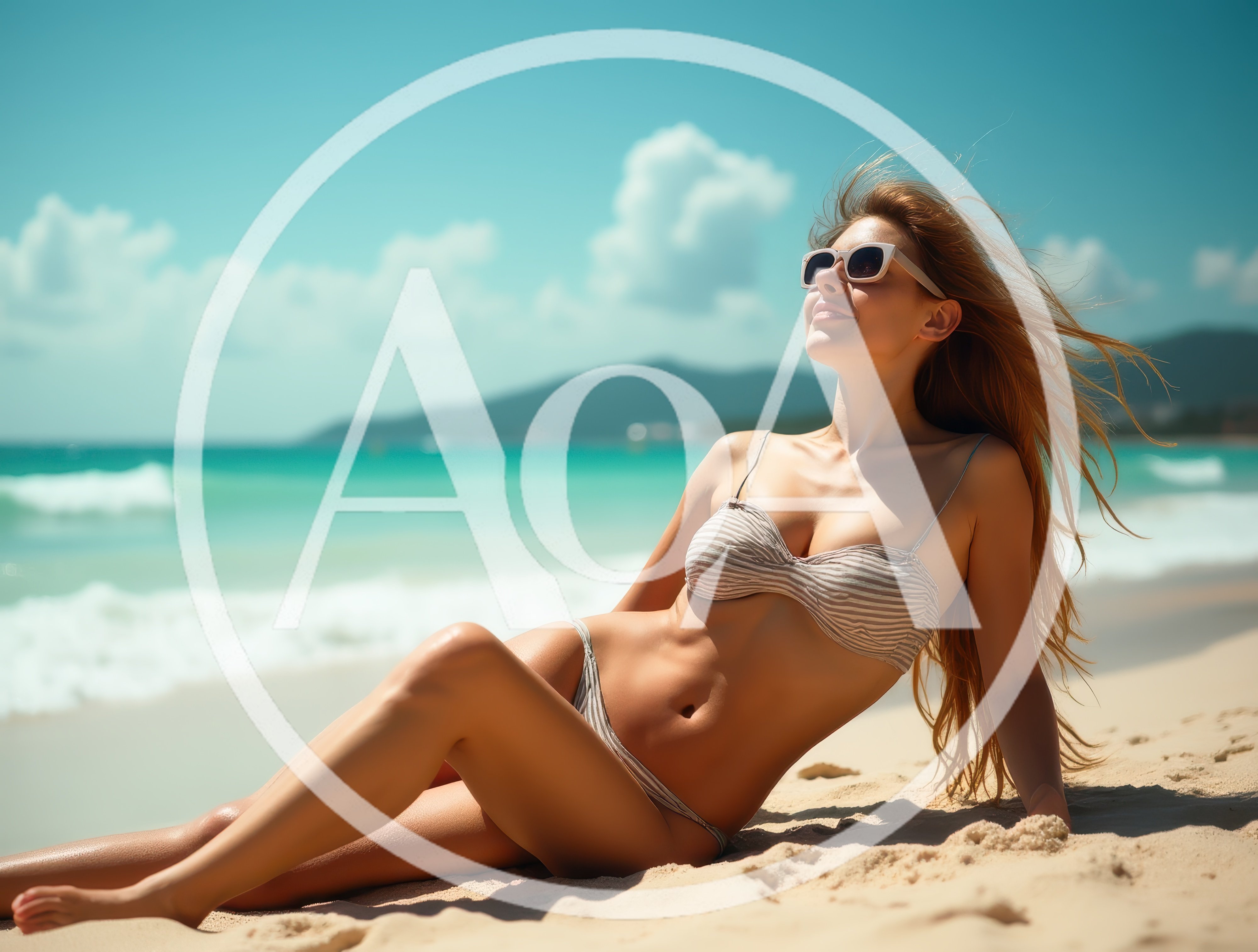Young Woman Relaxing on Tropical Beach
