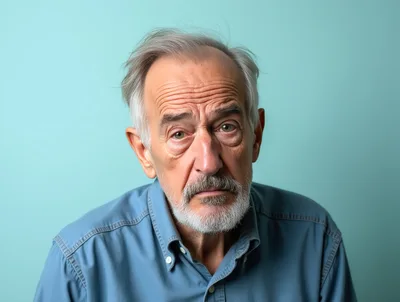 Portrait Of A Serious Elderly Man With Gray Beard