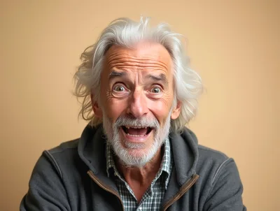 Surprised Elderly Man With White Hair