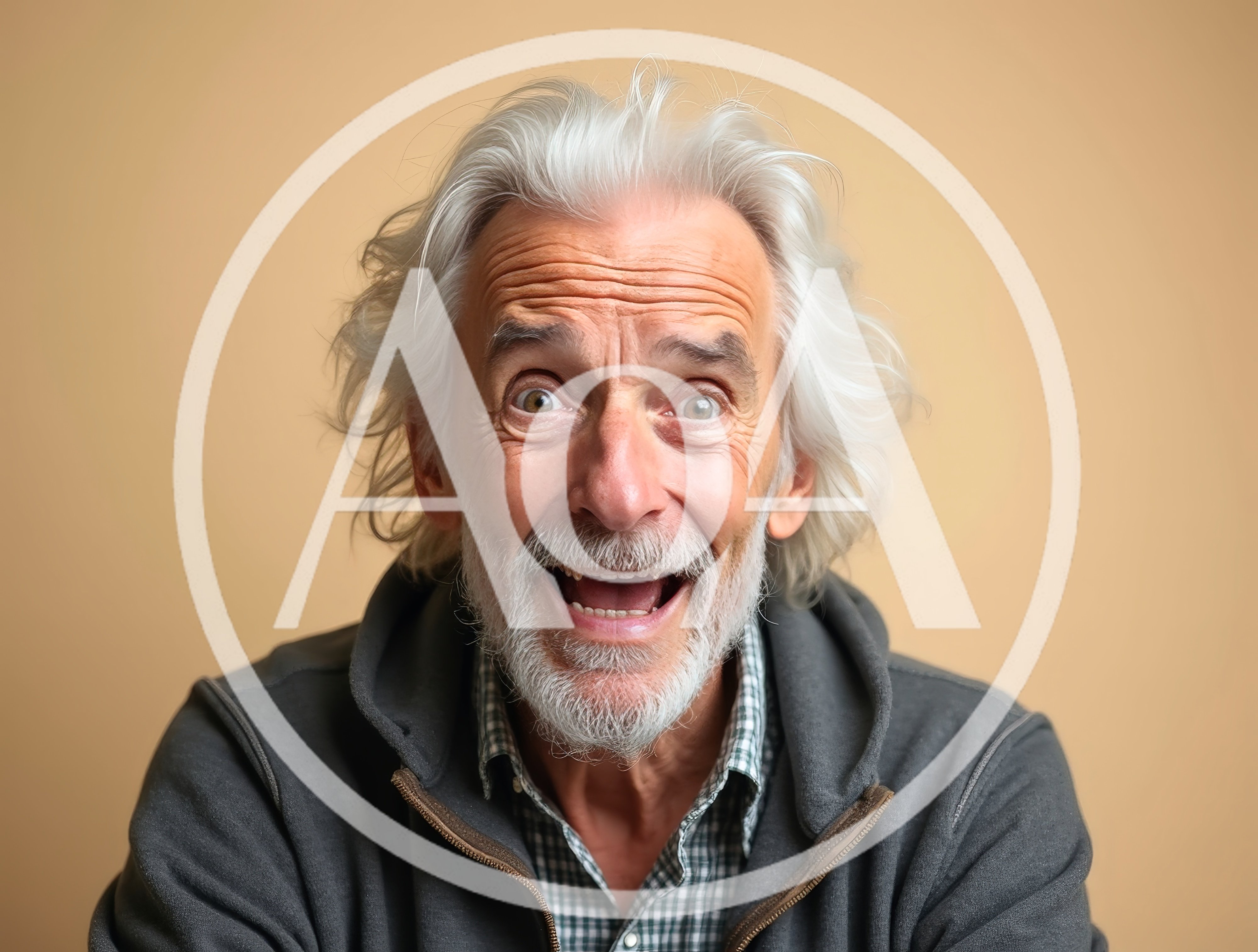Surprised Elderly Man With White Hair