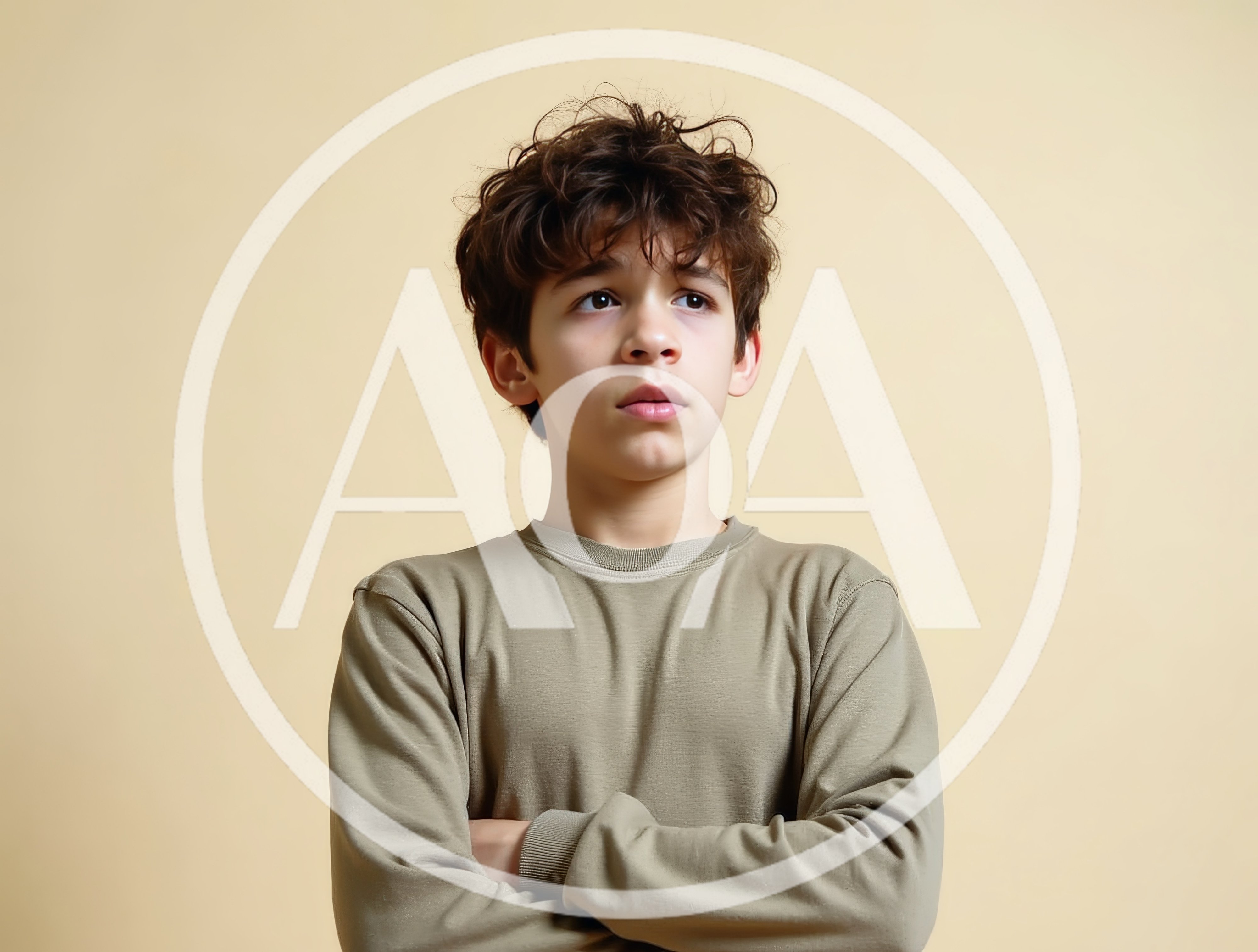 Portrait Of A Thoughtful Young Boy With Messy Hair