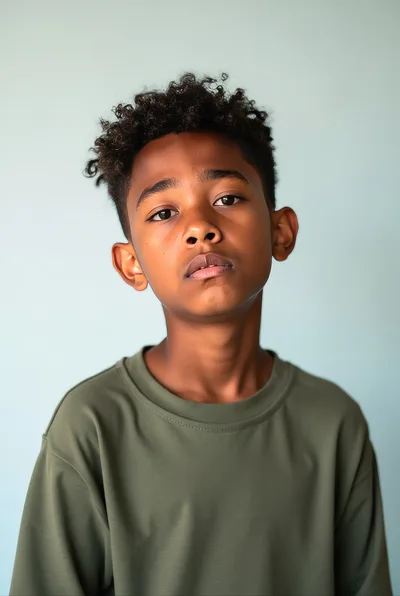 Portrait Of A Young Boy With Curly Hair
