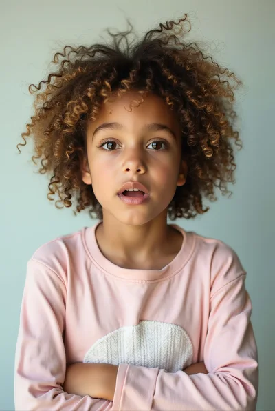 Portrait Of A Young Girl With Curly Hair