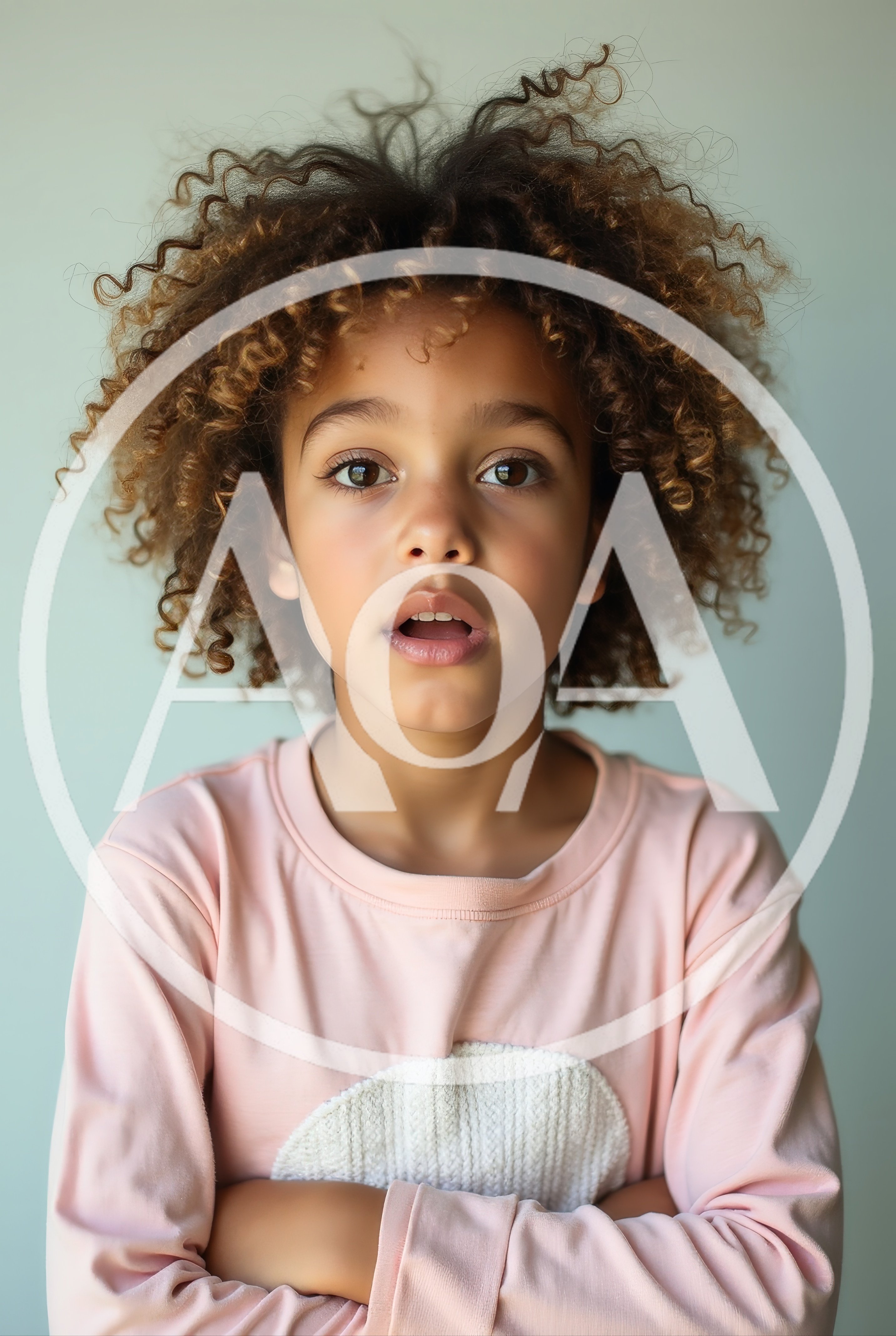 Portrait Of A Young Girl With Curly Hair