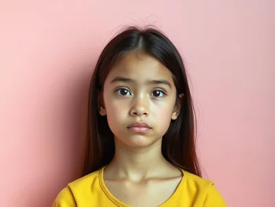 Portrait Of A Young Girl With Serious Expression