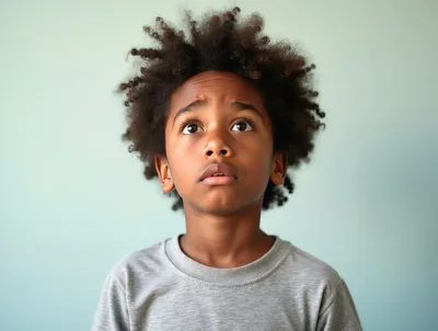 Portrait Of A Young Boy Looking Upward