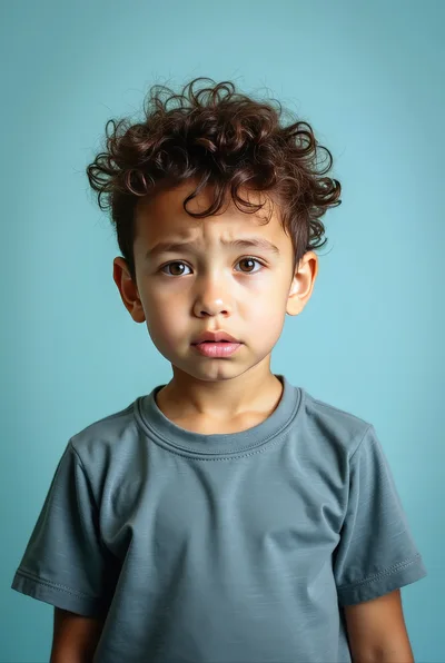 Portrait Of A Young Boy With Curly Hair