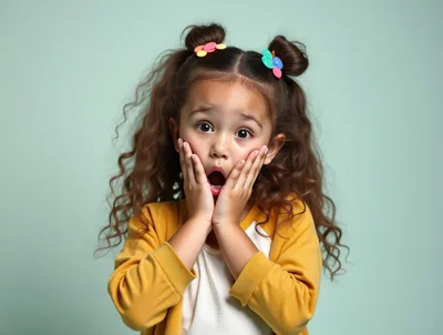 Surprised Little Girl With Curly Hair
