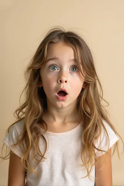 Surprised Young Girl With Wide Eyes And Open Mouth