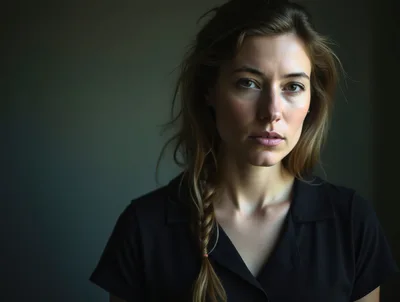 Portrait Of A Young Woman With Braided Hair