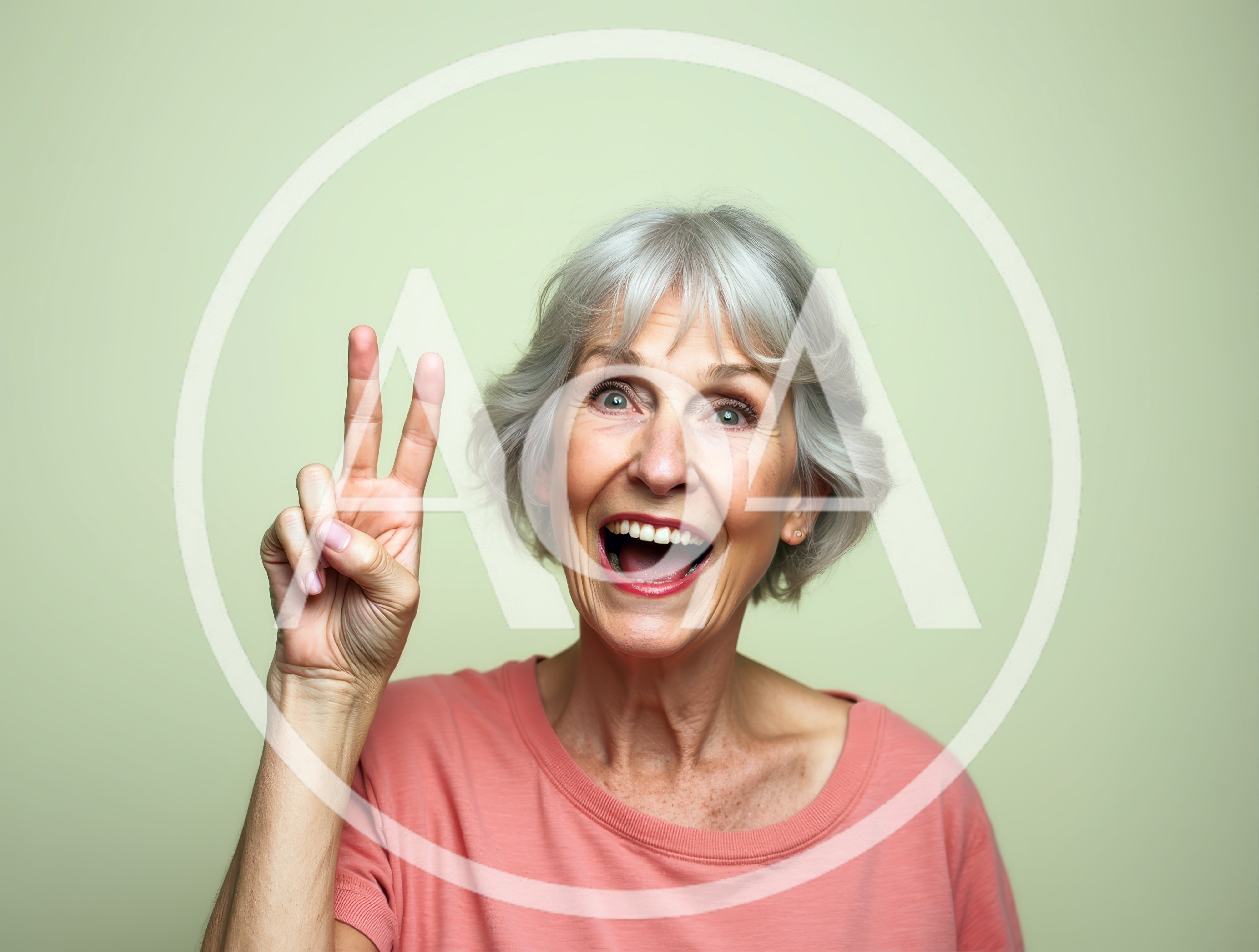 Senior Woman Making A Peace Sign Gesture