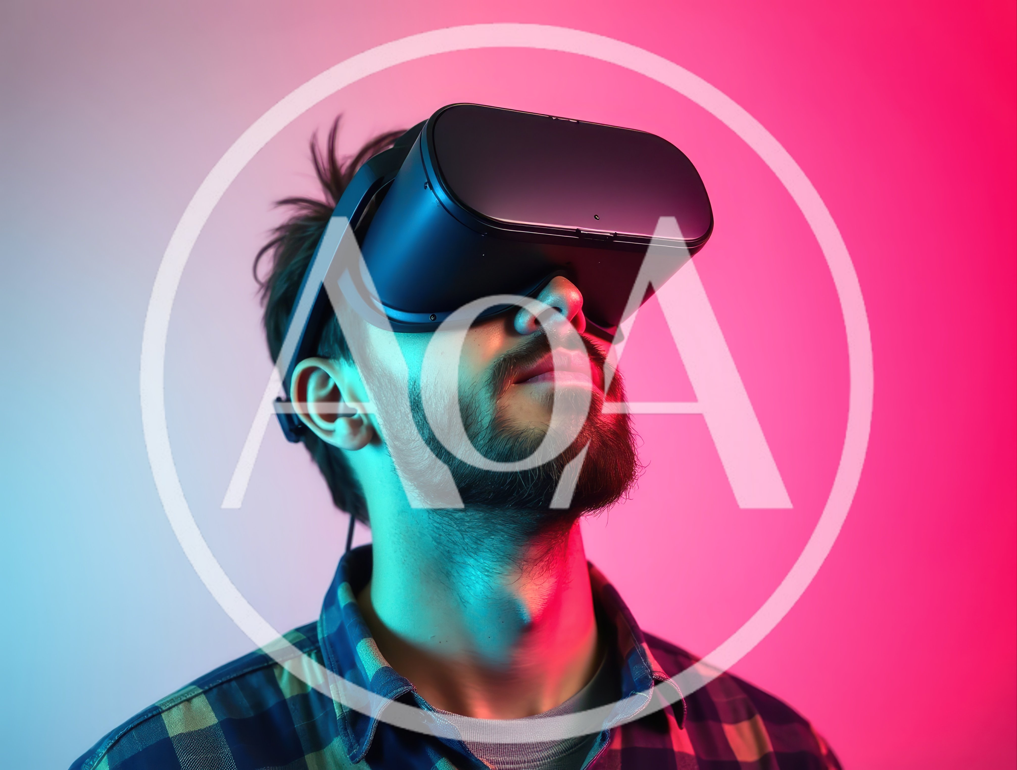 Young Man Wearing Virtual Reality Headset