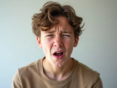 Young Man With Messy Hair Making A Disgusted Face