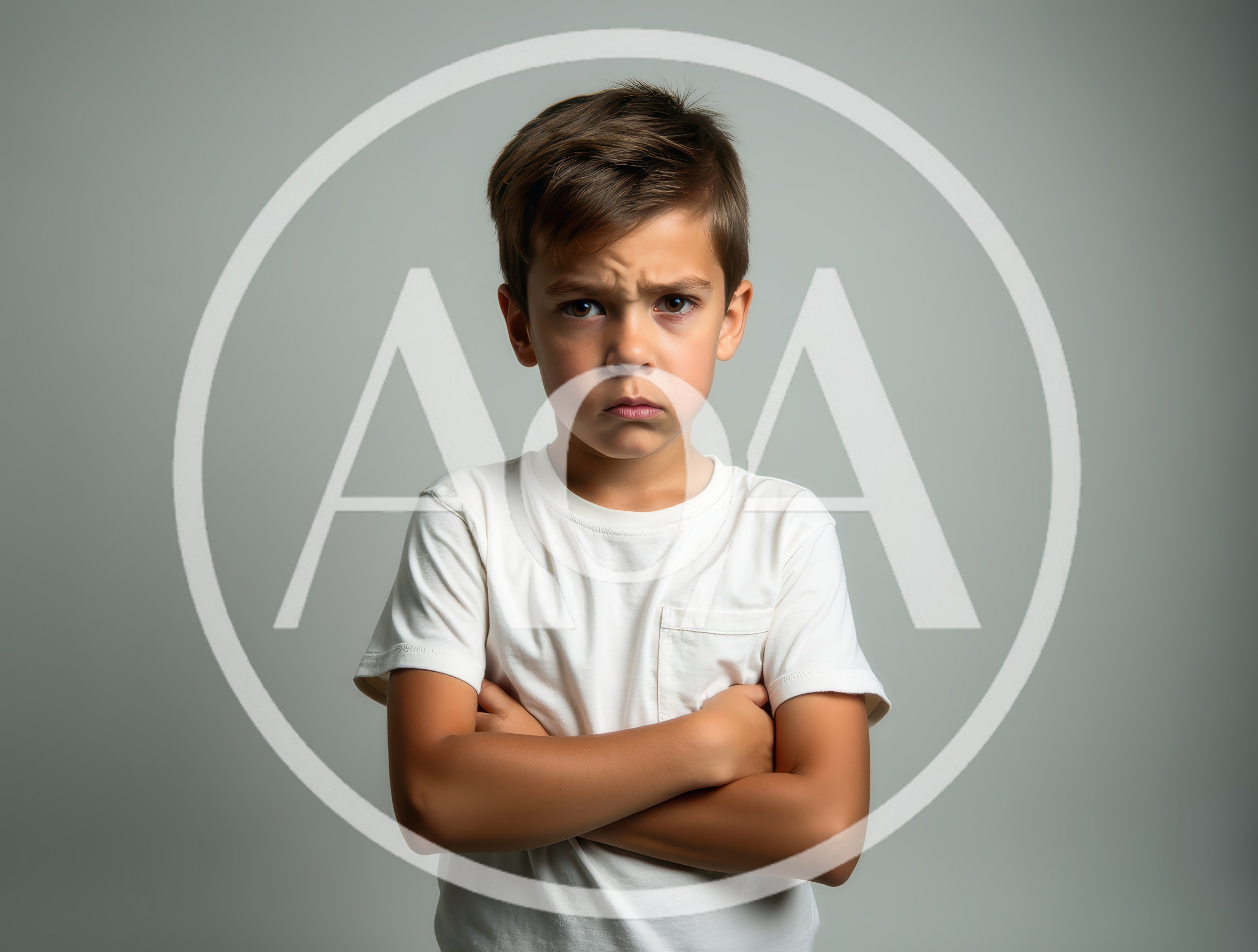Portrait of a Young Boy Looking Angry