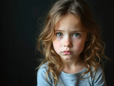 Portrait Of A Young Girl With Wavy Blonde Hair