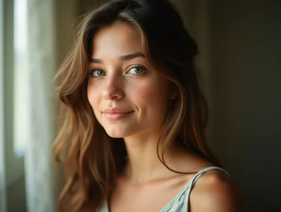 Portrait Of A Young Woman With Natural Makeup