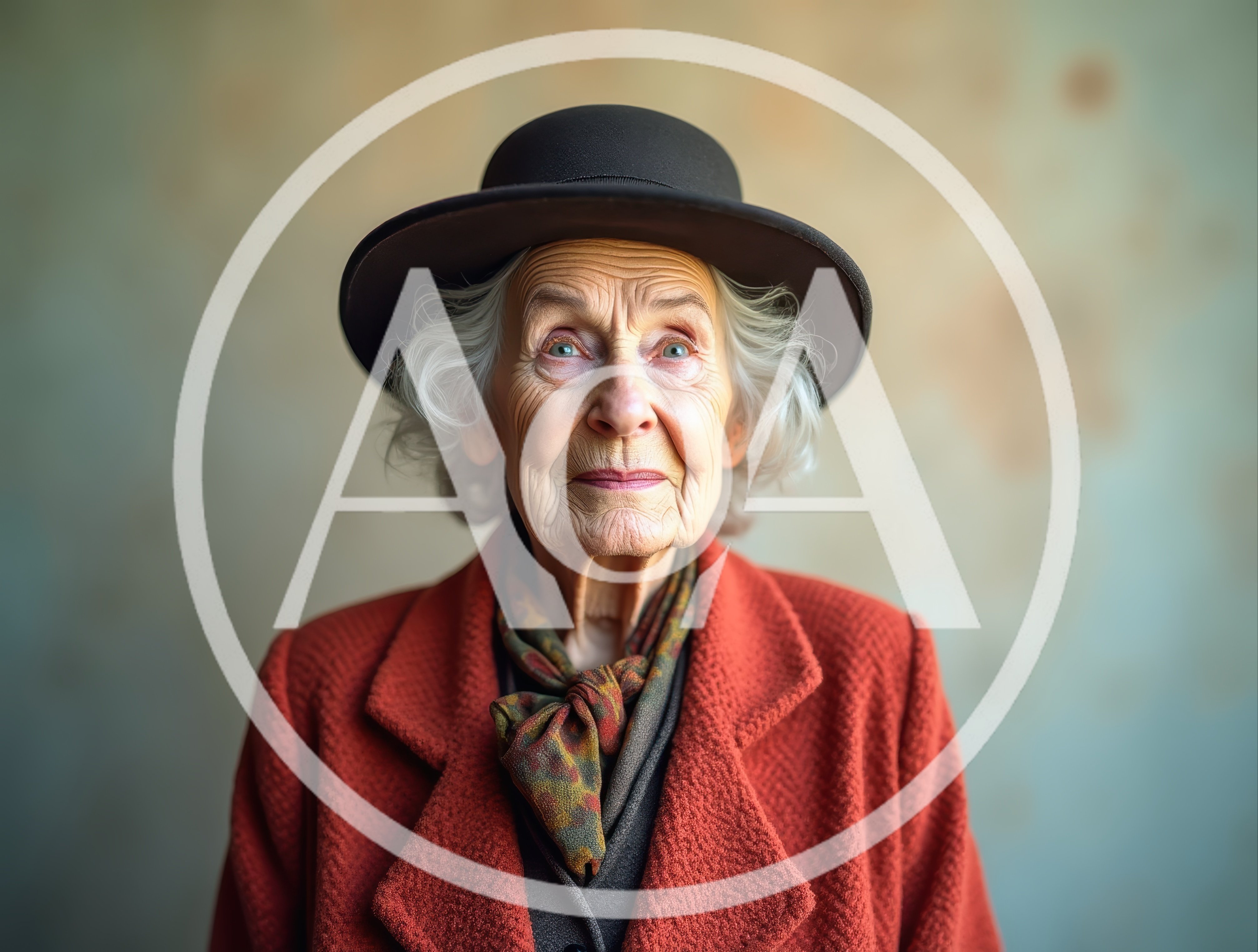 Portrait Of An Elderly Woman In A Red Coat