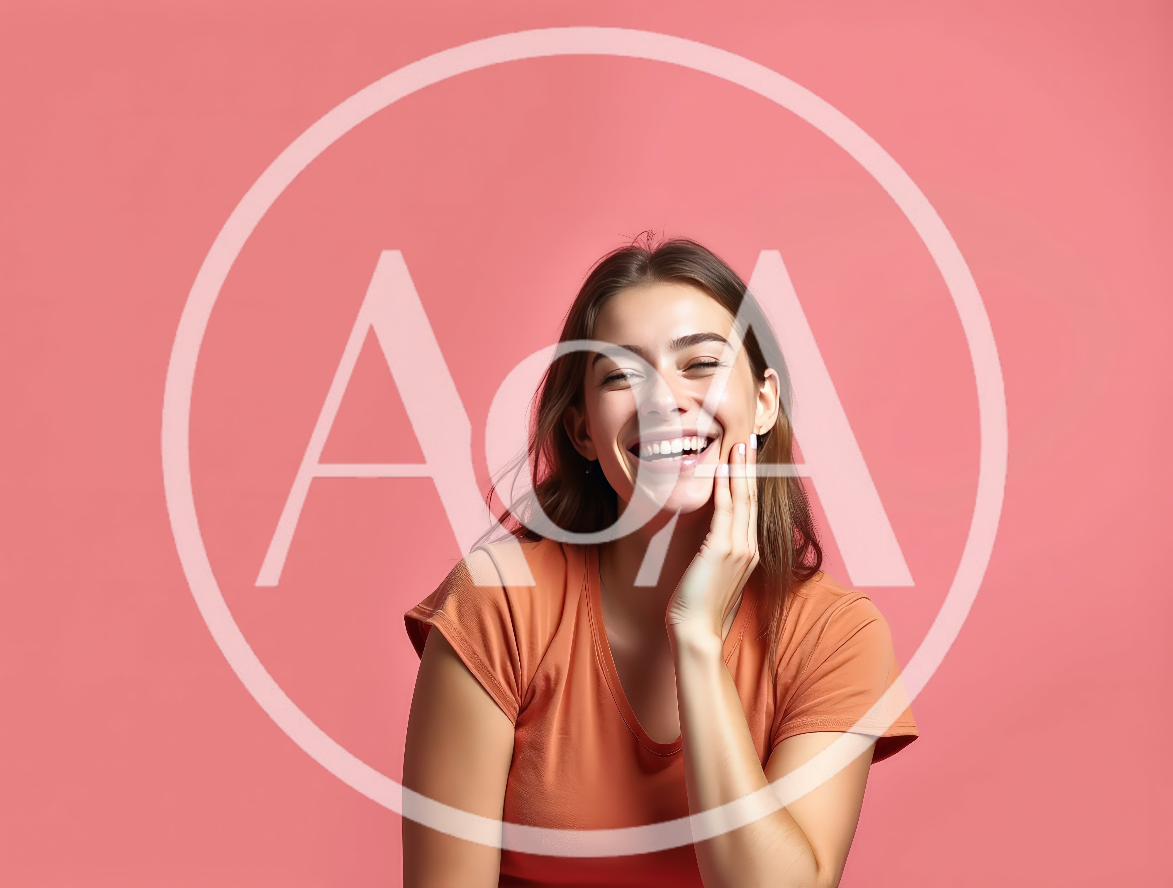 Happy Young Woman Smiling Against Pink Background