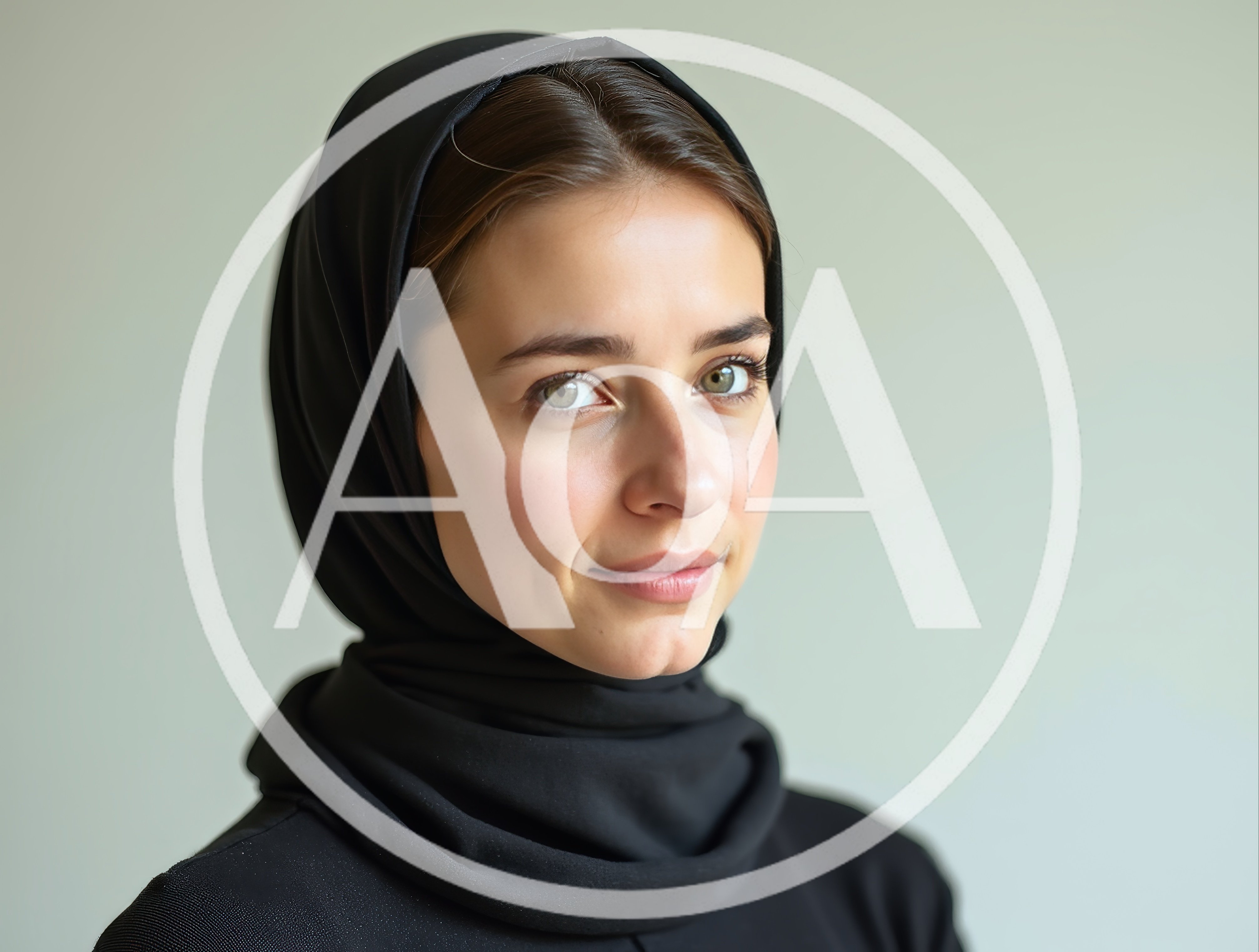 Portrait Of A Young Woman Wearing A Black Hijab