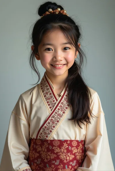Portrait Of A Young Asian Girl In Traditional Clothing