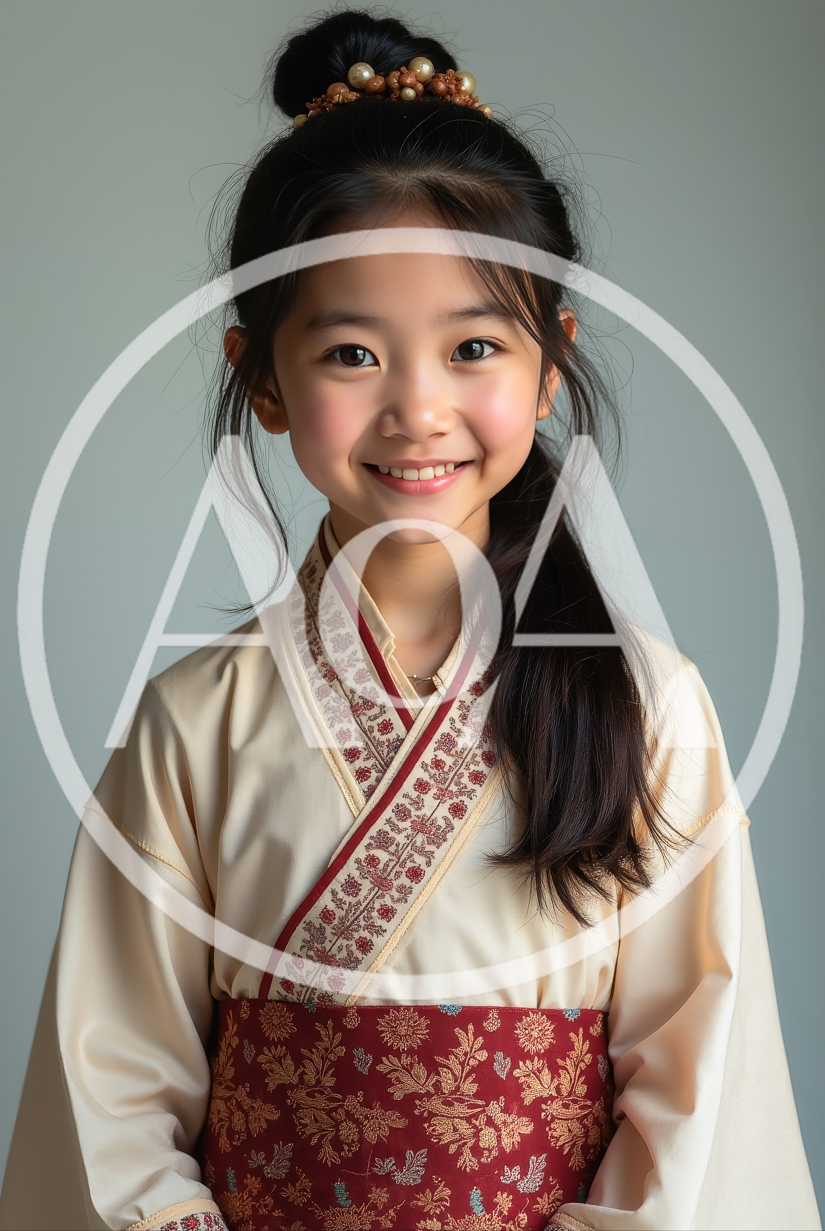 Portrait Of A Young Asian Girl In Traditional Clothing