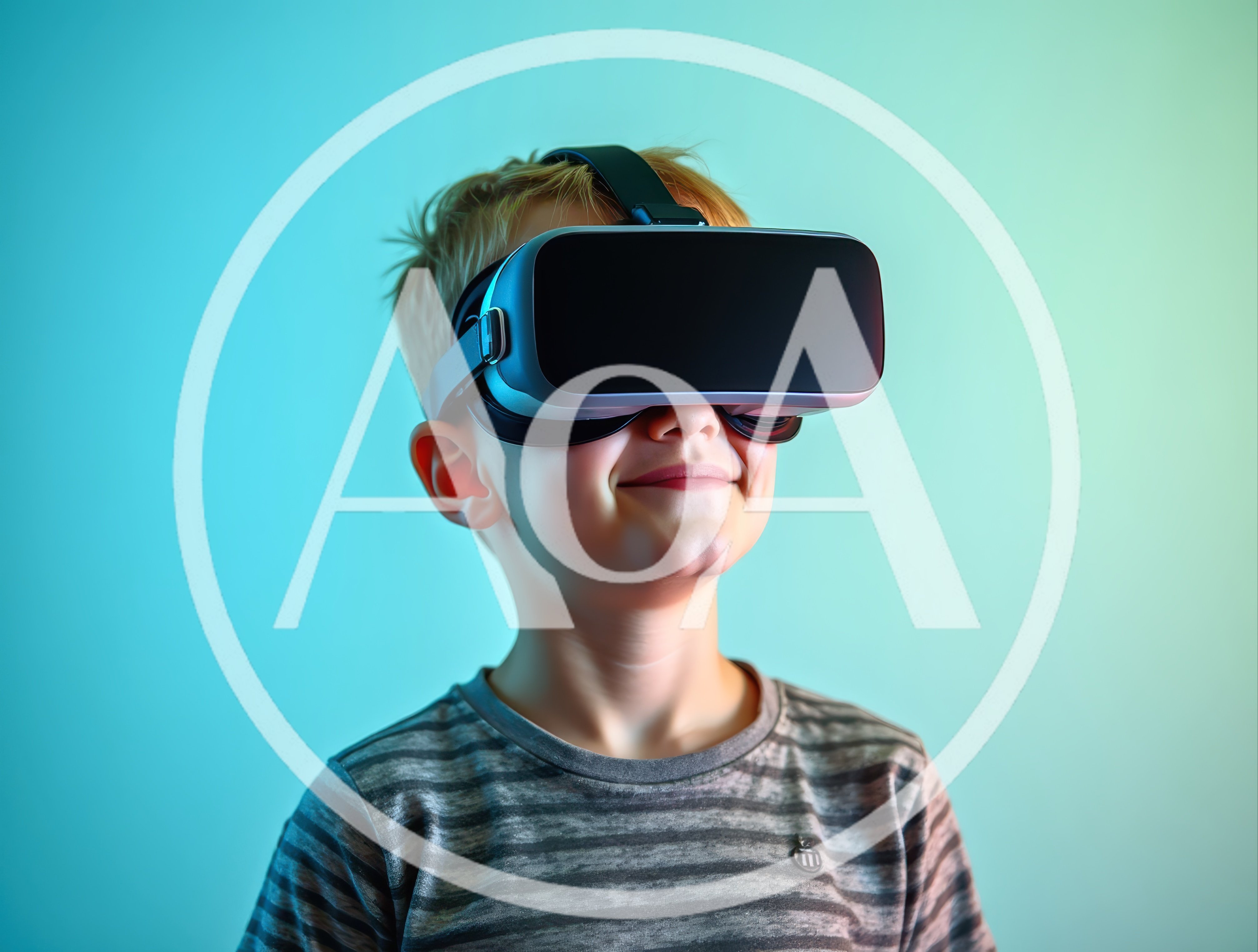 Young Boy Wearing Virtual Reality Headset