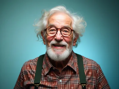 Portrait Of A Cheerful Elderly Man With White Beard