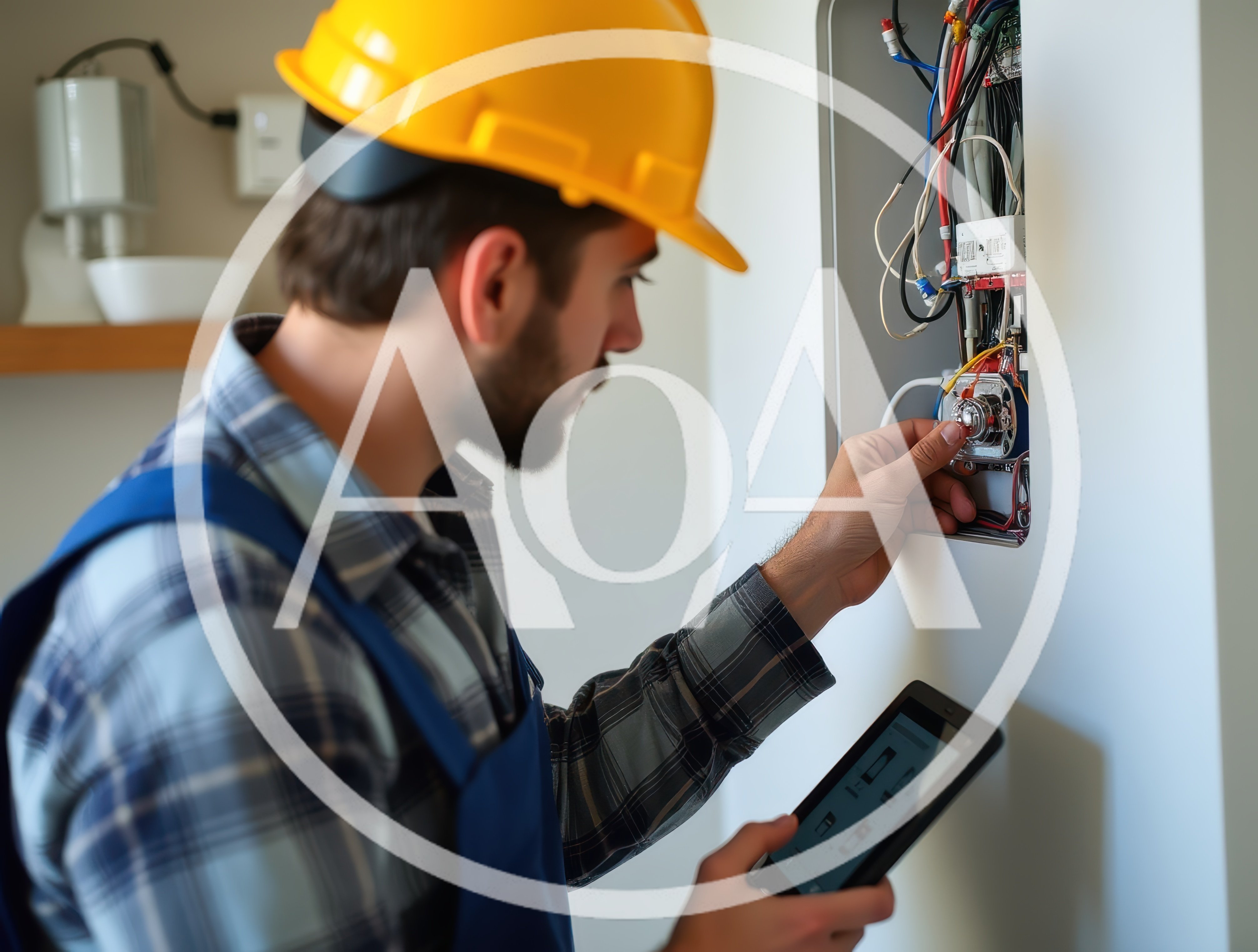 Electrician Inspecting Smart Home Wiring Panel