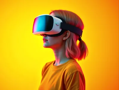 Young Woman Wearing Virtual Reality Headset