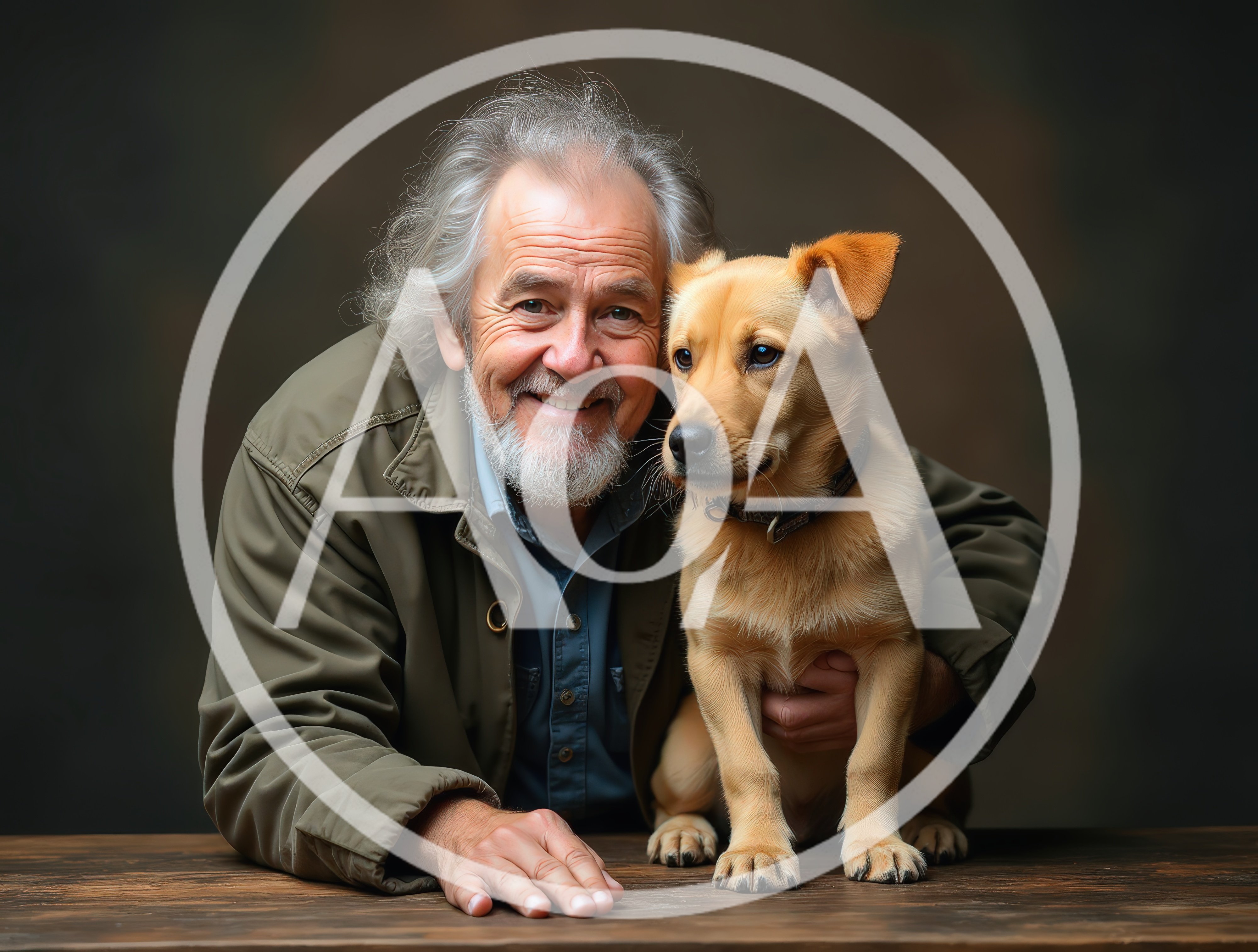 Senior Man Embracing His Golden Puppy