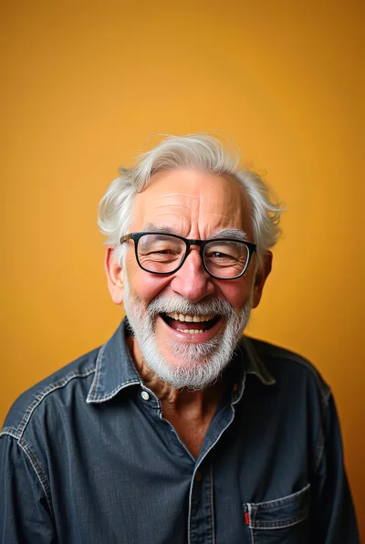 Portrait Of A Joyful Senior Man Laughing