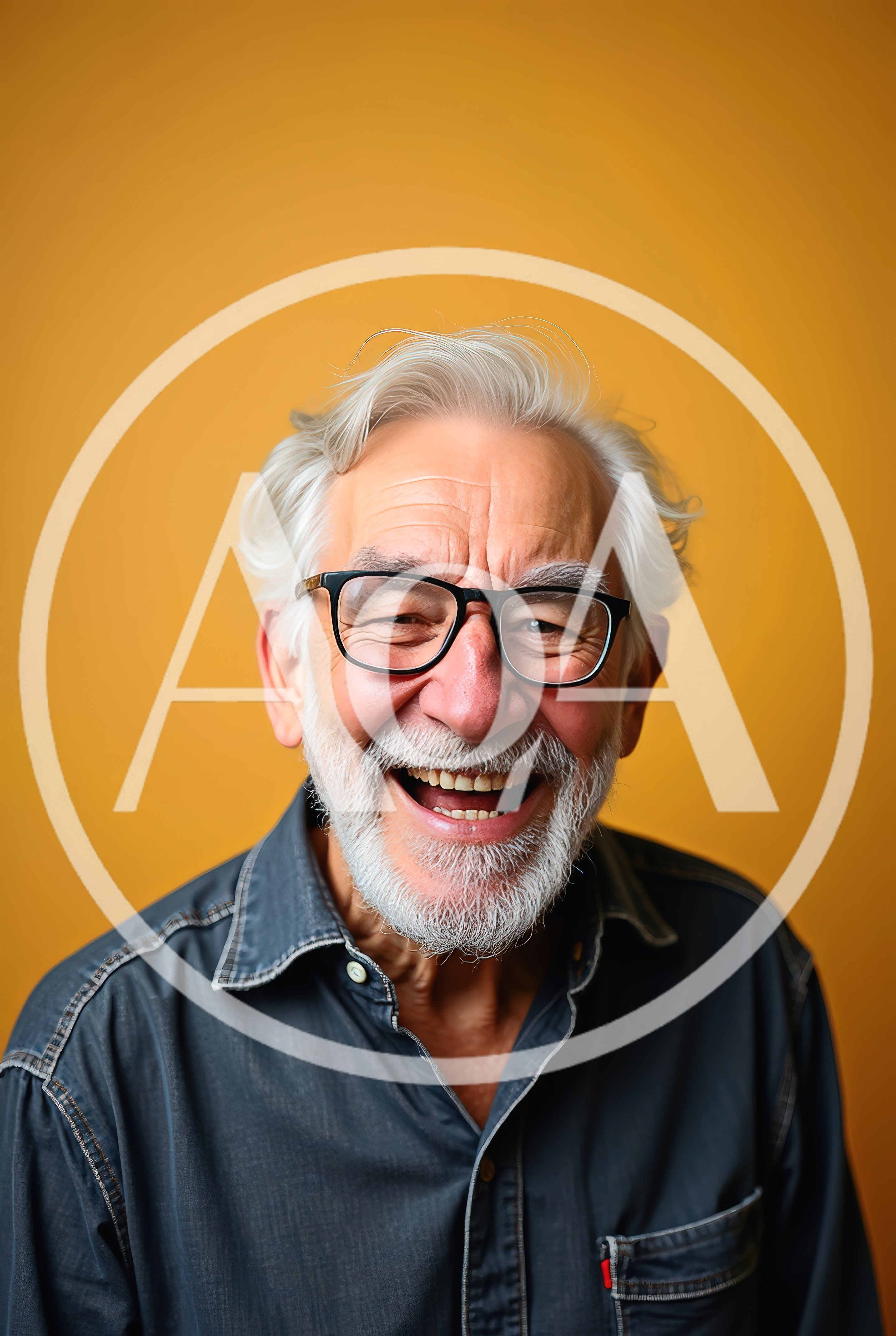 Portrait Of A Joyful Senior Man Laughing