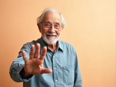 Senior Man Gesturing Stop With Hand