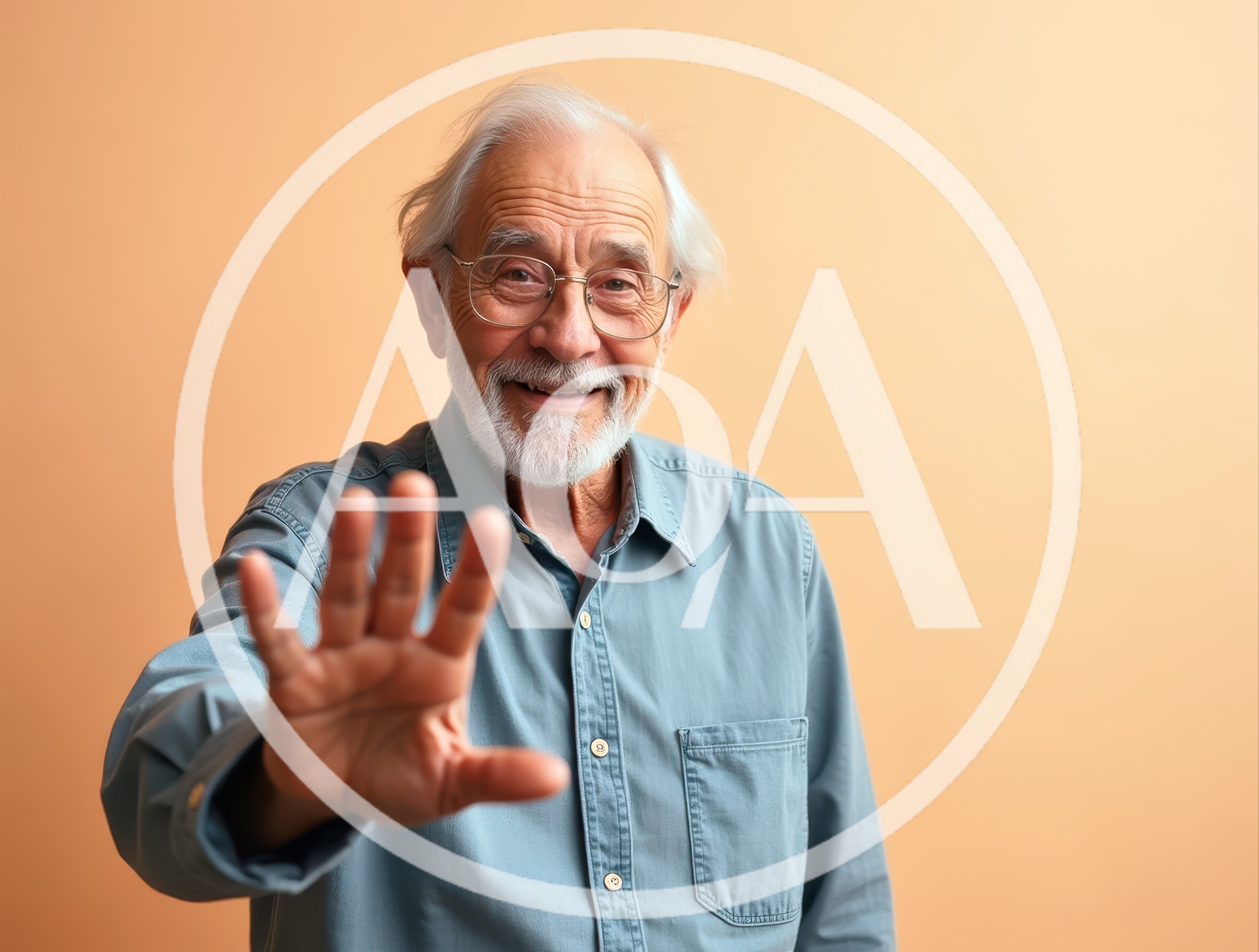 Senior Man Gesturing Stop With Hand