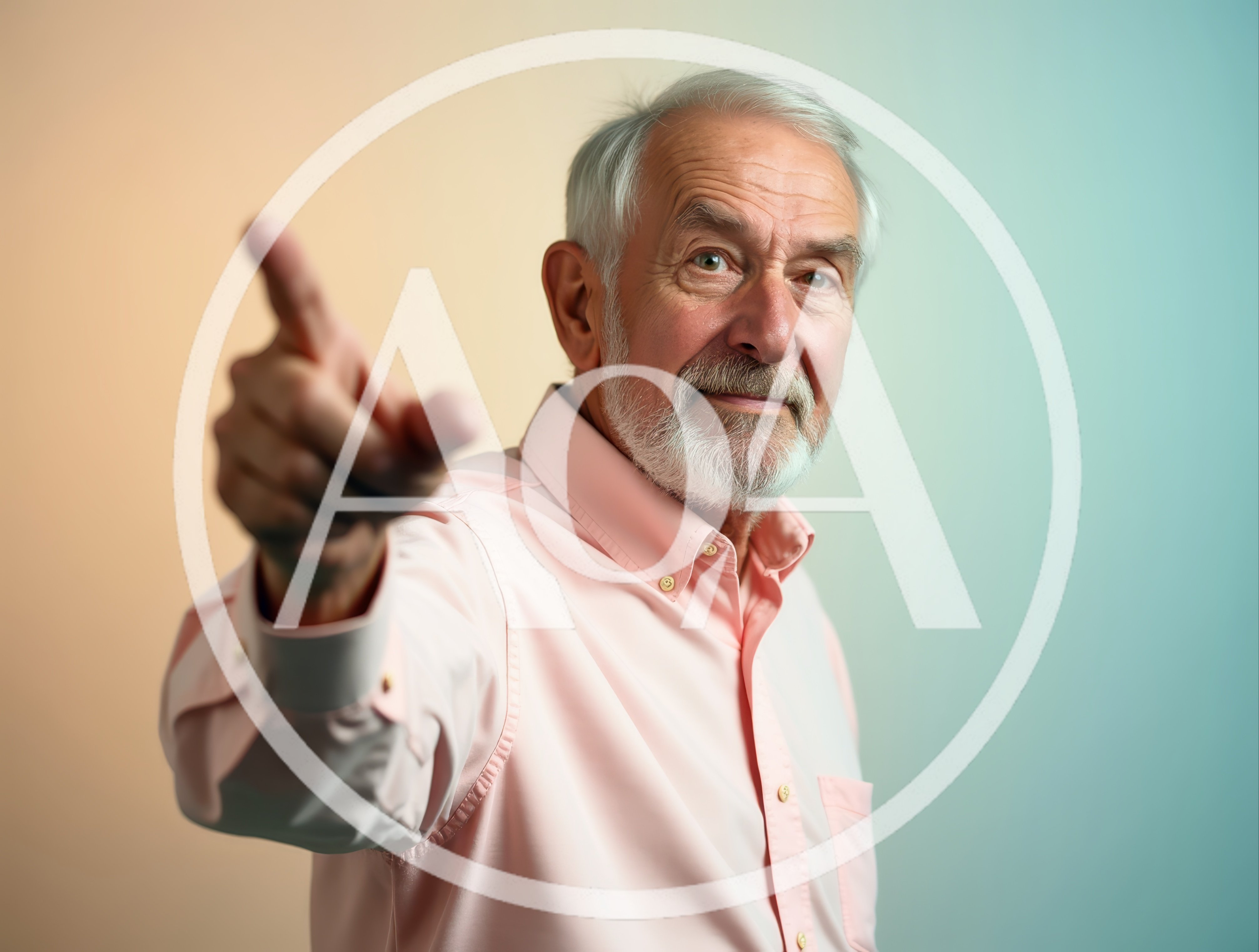 Senior Man Pointing Forward With A Serious Expression