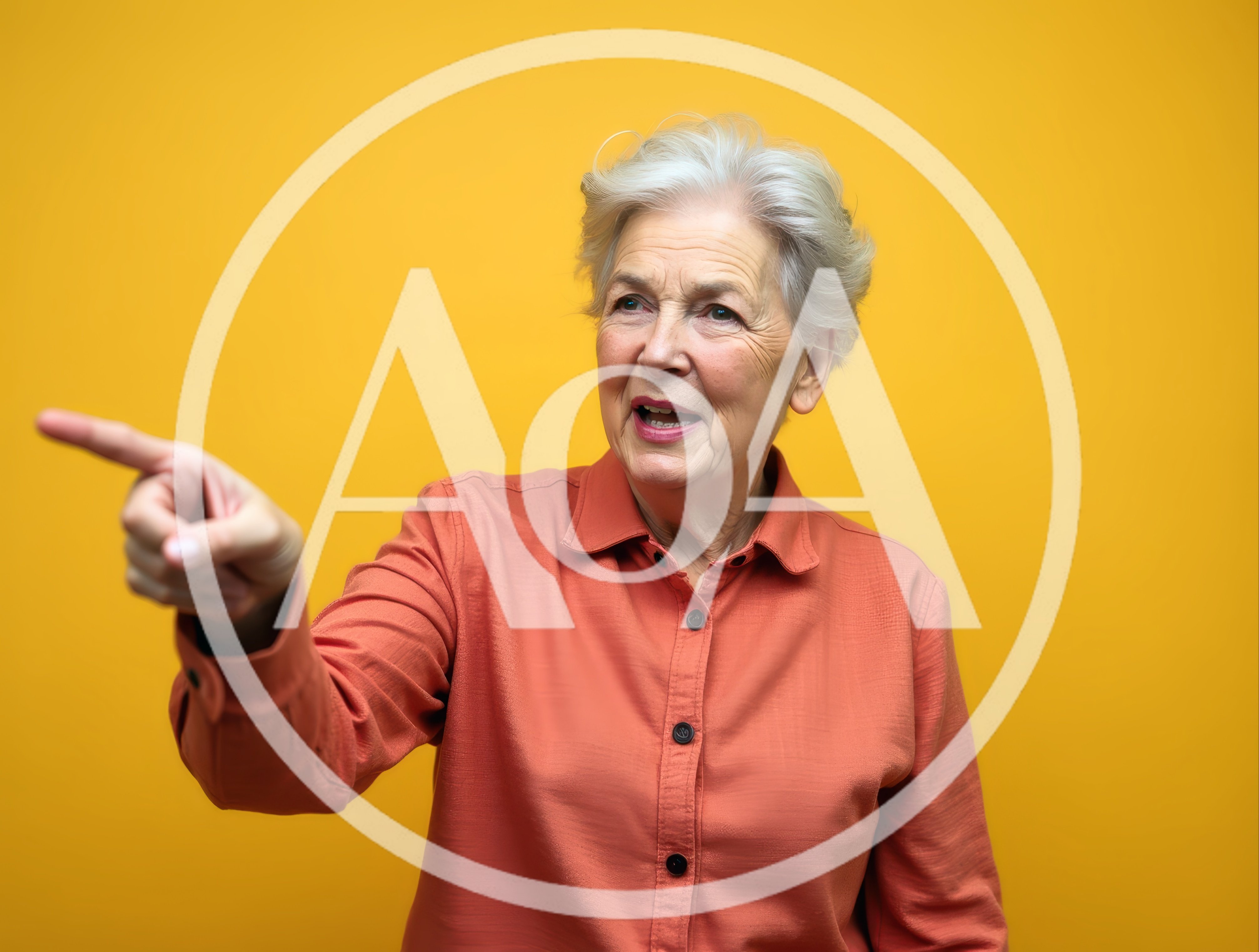 Senior Woman Pointing To The Side