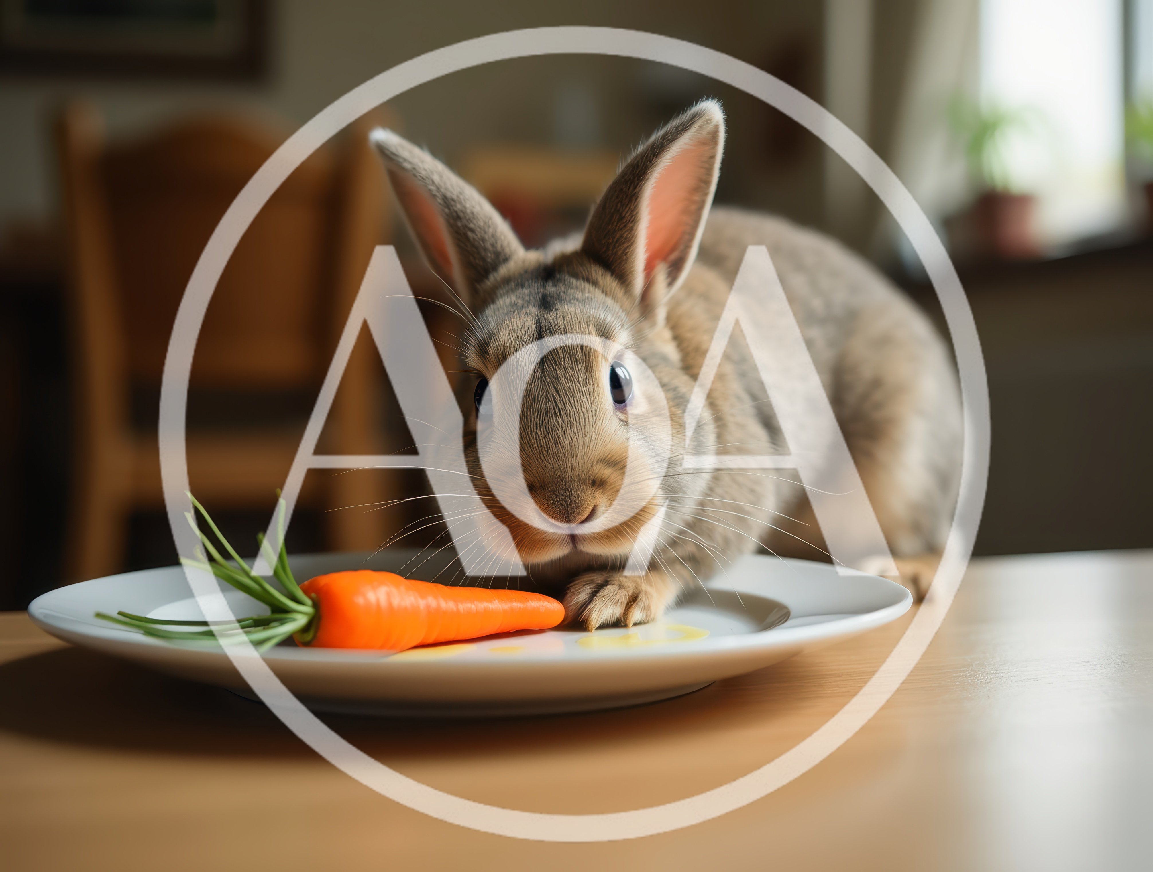 Cute Brown Rabbit Eating A Fresh Carrot