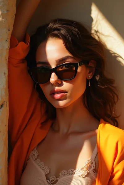 Stylish Young Woman Posing In Sunlight