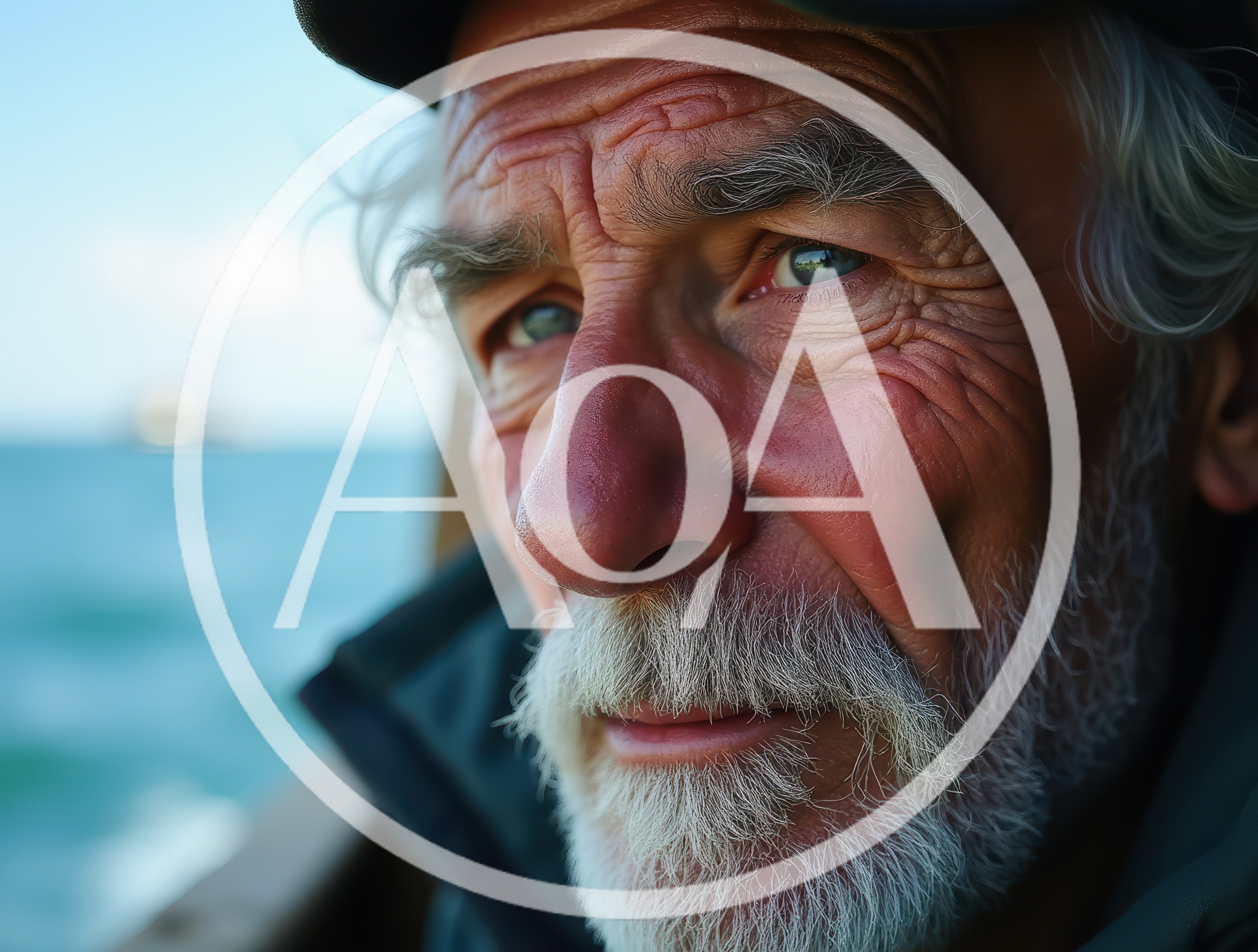 Close Up Portrait Of An Elderly Fisherman At Sea