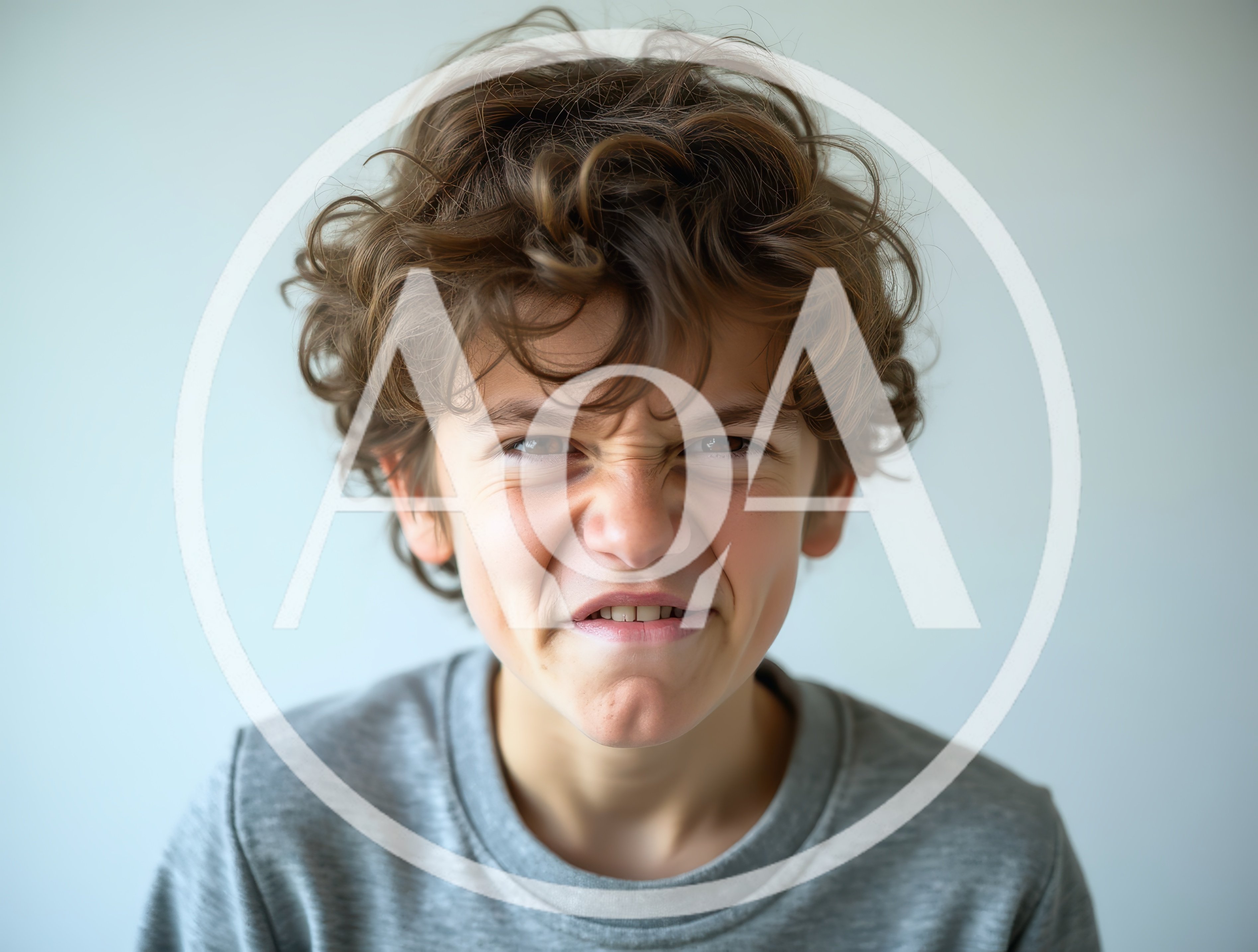 Young Boy Making An Angry Facial Expression